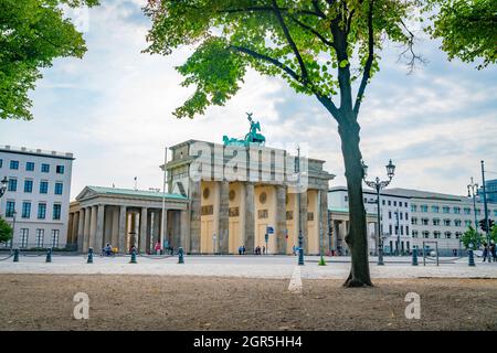 Berlin Allemagne - août 25 2017 ; porte d'entrée de la Platz des 18. März, emplacement historique de la vieille ville Banque D'Images