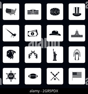 USA icons set dans un style simple Illustration de Vecteur