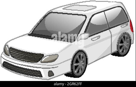 Style de dessin animé de voiture blanc isolé sur fond blanc Illustration de Vecteur