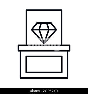Diamant sur un piédestal, l'icône de style contour Illustration de Vecteur