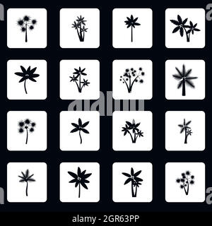 Icons set Palm, le style simple Illustration de Vecteur