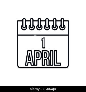 1er avril April Fools Day icône calendrier Illustration de Vecteur