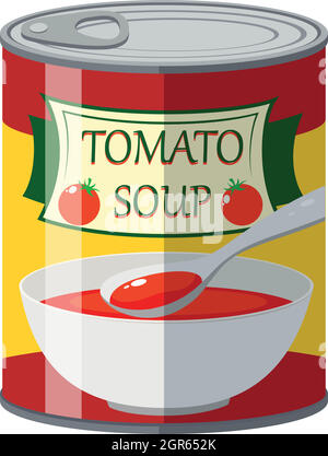 Soupe de tomates en boîte d'aluminium Illustration de Vecteur