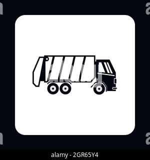 L'icône de camion à ordures, le style simple Illustration de Vecteur