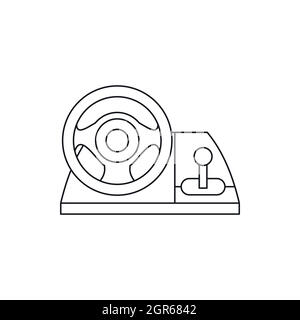 Contrôleur de jeu style du contour, l'icône de roue Illustration de Vecteur