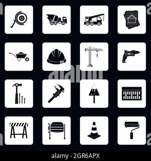 Icons set de construction, le style simple Illustration de Vecteur