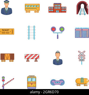 Icons set de fer, style cartoon Illustration de Vecteur