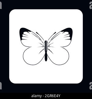 Papillon aux ailes blanches et noires icon Illustration de Vecteur