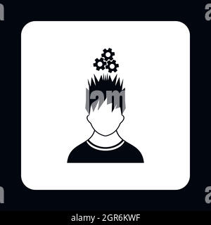 Homme avec vitesses au dessus de sa tête, l'icône de style simple. Illustration de Vecteur