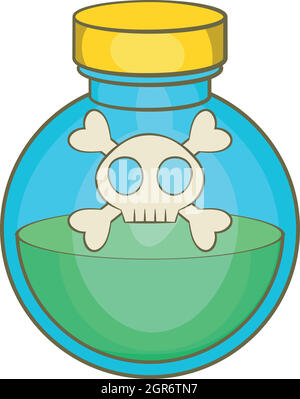 Bouteille Verre de poison vert, icône de style cartoon Illustration de Vecteur