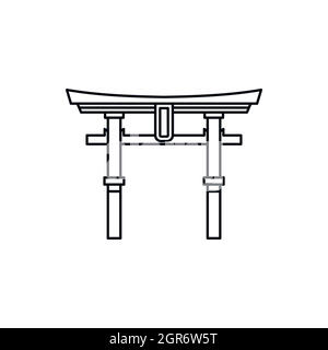 Le Japon Torii gate, icône de style contour Illustration de Vecteur