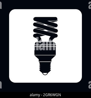 Ampoule fluorescente, l'icône de style simple. Illustration de Vecteur