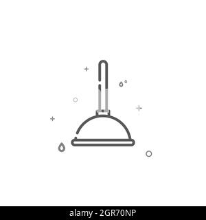 Système de vidange, nettoyeur de tuyau de vidange et plongeur de toilette icône de ligne vectorielle simple. Symbole de plomberie, pictogramme, panneau isolé sur fond blanc. Modifiable s Illustration de Vecteur