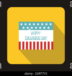 Pour l'icône du drapeau Columbus Day, style plat Illustration de Vecteur