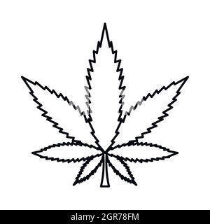 Cannabis Marijuana, l'icône de la feuille de style contour Illustration de Vecteur