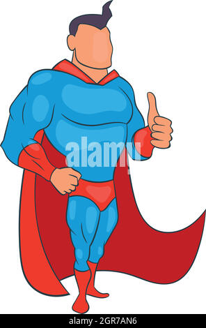 Super Héros giving Thumbs up, icône de style cartoon Illustration de Vecteur