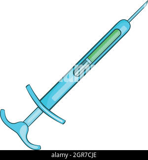 Seringue, remplie d'un liquide transparent, icon Illustration de Vecteur