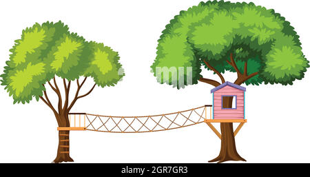 Maison d'arbre isolée sur fond blanc Illustration de Vecteur