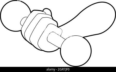 Hand holding dumbbell, icône de style contour Illustration de Vecteur