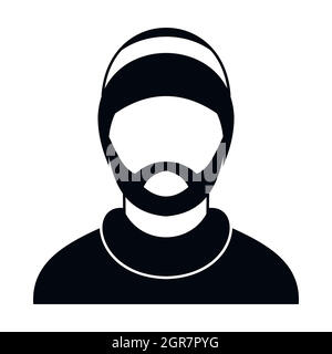Homme barbu, le style simple icône d'avatar Illustration de Vecteur