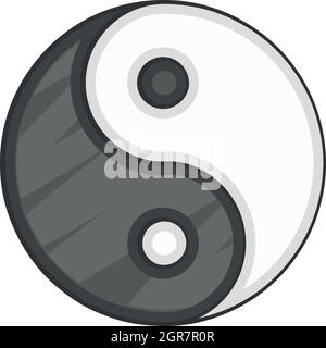 Ying Yang style cartoon, icône Illustration de Vecteur