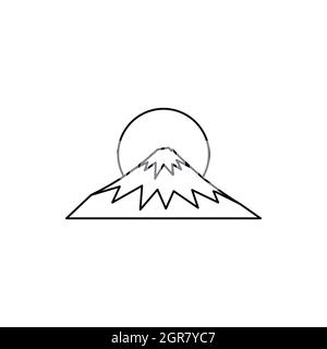 Symbole sacré du Japon Fuji, icône de style contour Illustration de Vecteur