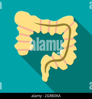 L'icône de l'intestin, style plat Illustration de Vecteur