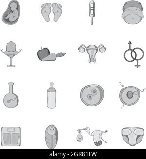 Grossesse et nouveau-né icons set Illustration de Vecteur