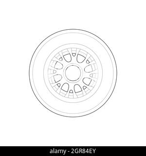 Racing Wheel, icône de style contour Illustration de Vecteur