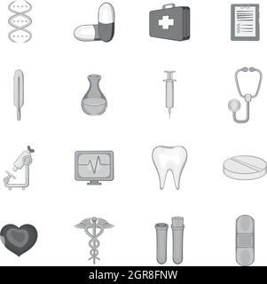 Médicament icons set, style monochrome noir Illustration de Vecteur