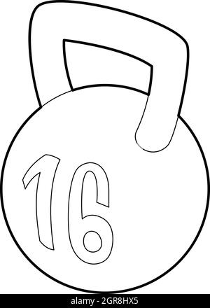 Icône style du contour, Kettlebell Illustration de Vecteur