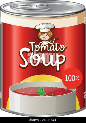 Soupe de tomates en boîte d'aluminium Illustration de Vecteur