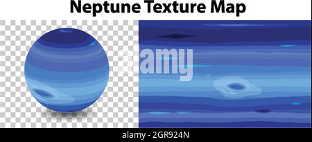 Planète Neptune sur transparent avec texture carte Neptune Illustration de Vecteur