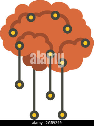 Capteurs sur le cerveau humain, l'icône de style plat Illustration de Vecteur