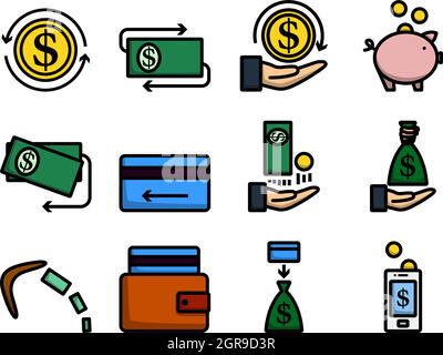 Ensemble d'icônes argent Illustration de Vecteur