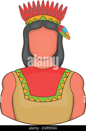 American Indian, icône de style cartoon Illustration de Vecteur