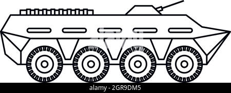 Char de combat de l'armée, l'icône de style contour Illustration de Vecteur