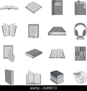 Book icons set, style monochrome noir Illustration de Vecteur