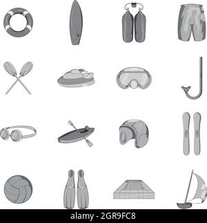 Sport icons set de l'eau, style monochrome noir Illustration de Vecteur