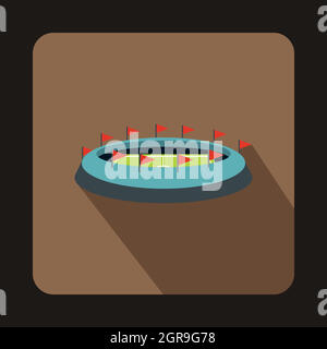 Stade de football, l'icône de style plat Illustration de Vecteur