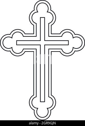 L'icône de style contour Crucifix Illustration de Vecteur