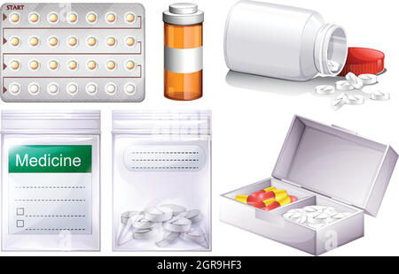 Différents types de médicaments Illustration de Vecteur