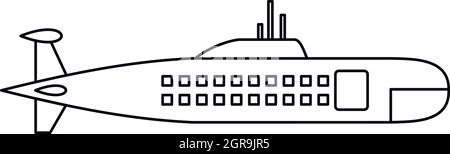 Sous-marin militaire, l'icône de style contour Illustration de Vecteur