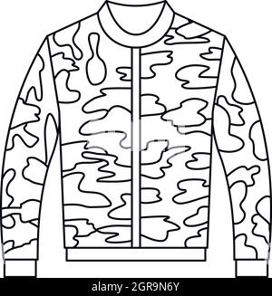 Dans l'icône Paintball jacket style contour Illustration de Vecteur