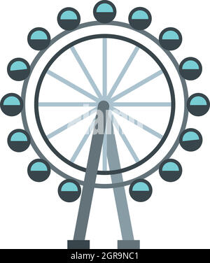 Grande roue, l'icône de style plat Illustration de Vecteur