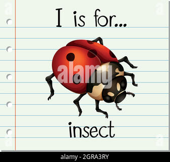 La lettre I de carte mémoire est pour l'insecte Illustration de Vecteur