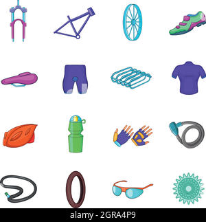 Le vélo icons set dans un style cartoon Illustration de Vecteur