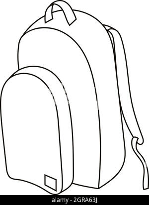 Sac à dos pour l'école, l'icône de style contour Illustration de Vecteur