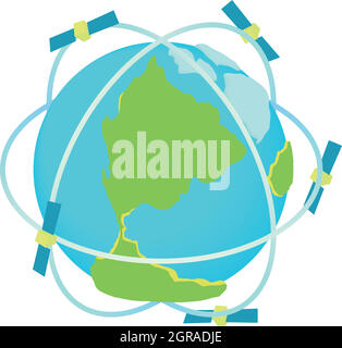 Les communications par satellites autour de l'icône mondiale Illustration de Vecteur
