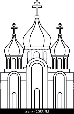 L'église chrétienne, l'icône de style contour Illustration de Vecteur